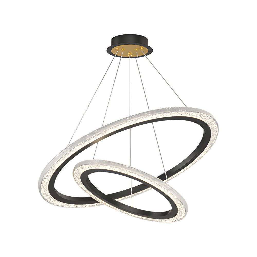 Modern LED Ring Chandelier Adjustable Luxury Pendant Lighting with 3 Step Dimming Function