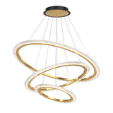 Modern LED Ring Chandelier Adjustable Luxury Pendant Lighting with 3 Step Dimming Function