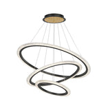 Modern LED Ring Chandelier Adjustable Luxury Pendant Lighting with 3 Step Dimming Function