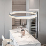 Modern LED Ring Pendant Light Circular Aluminum Acrylic Hanging Lamp for Dining Room