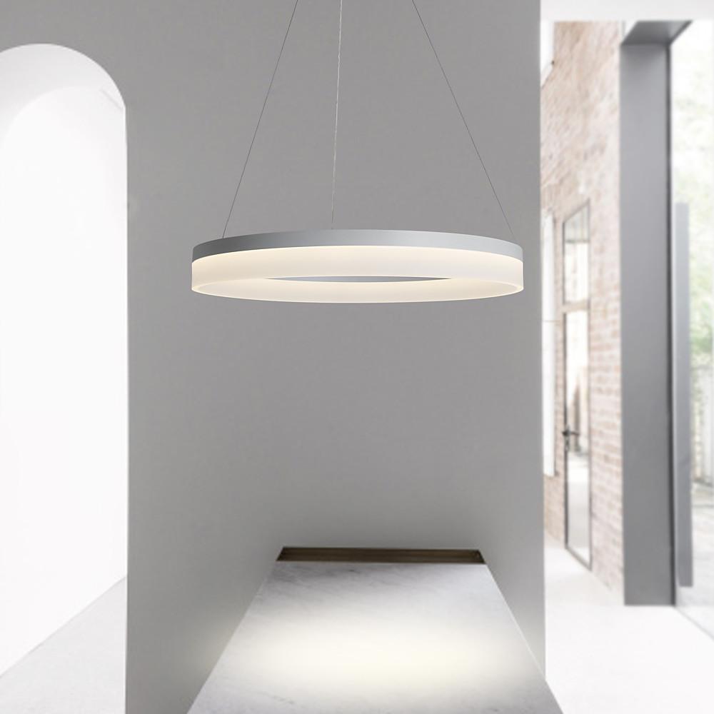 Modern LED Ring Pendant Light Circular Aluminum Acrylic Hanging Lamp for Dining Room