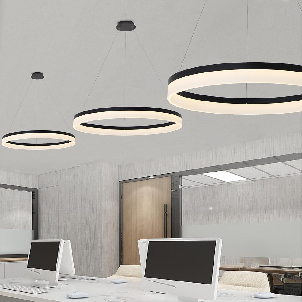 Modern LED Ring Pendant Light Circular Aluminum Acrylic Hanging Lamp for Dining Room