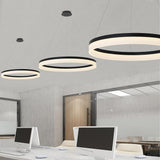 Modern LED Ring Pendant Light Circular Aluminum Acrylic Hanging Lamp for Dining Room