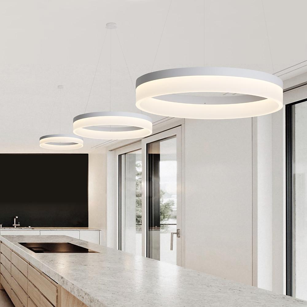 Modern LED Ring Pendant Light Circular Aluminum Acrylic Hanging Lamp for Dining Room