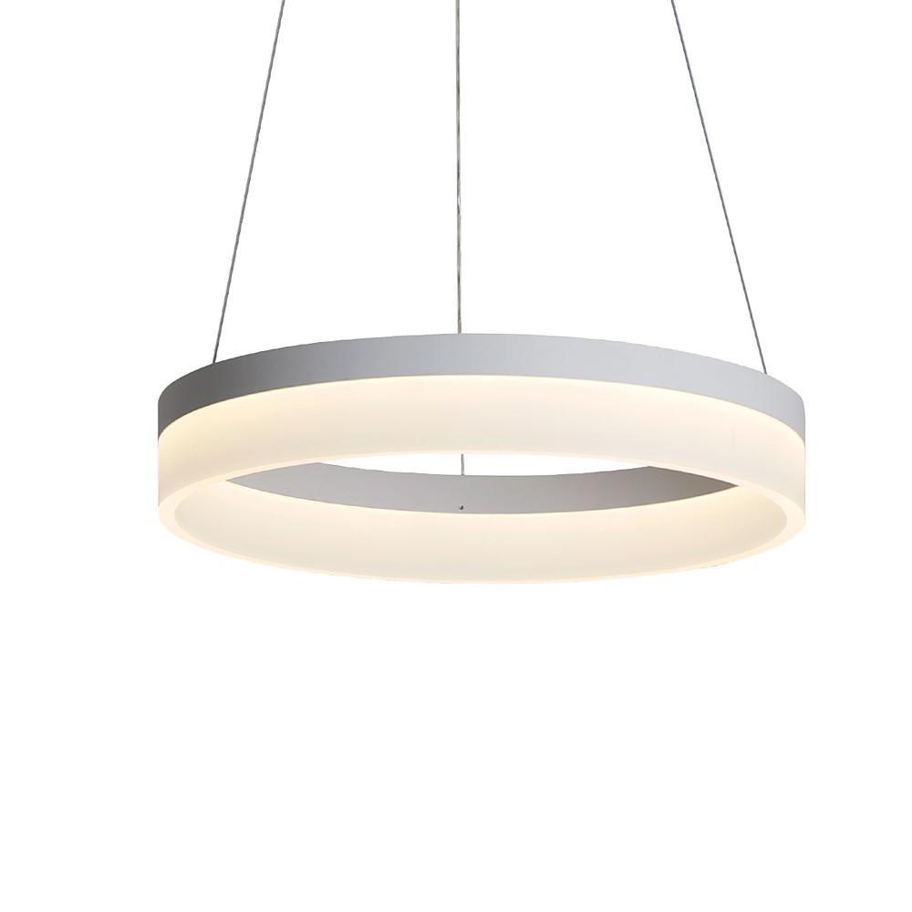 Modern LED Ring Pendant Light Circular Aluminum Acrylic Hanging Lamp for Dining Room