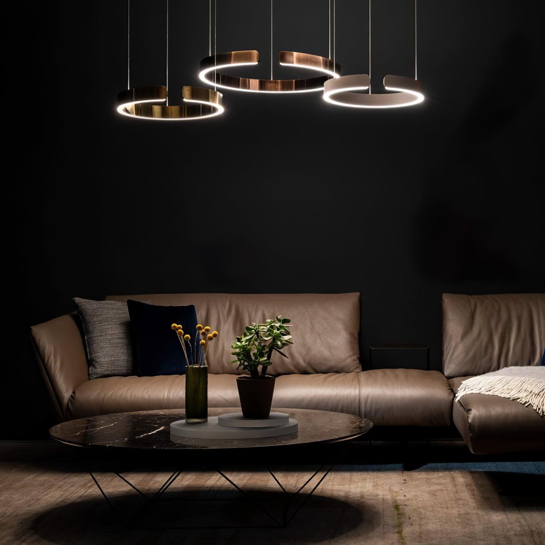 Modern LED Ring Pendant Light Circular Minimalist Chandelier for Living Room and Bedroom