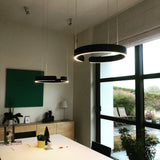 Modern LED Ring Pendant Light Circular Minimalist Chandelier for Living Room and Bedroom