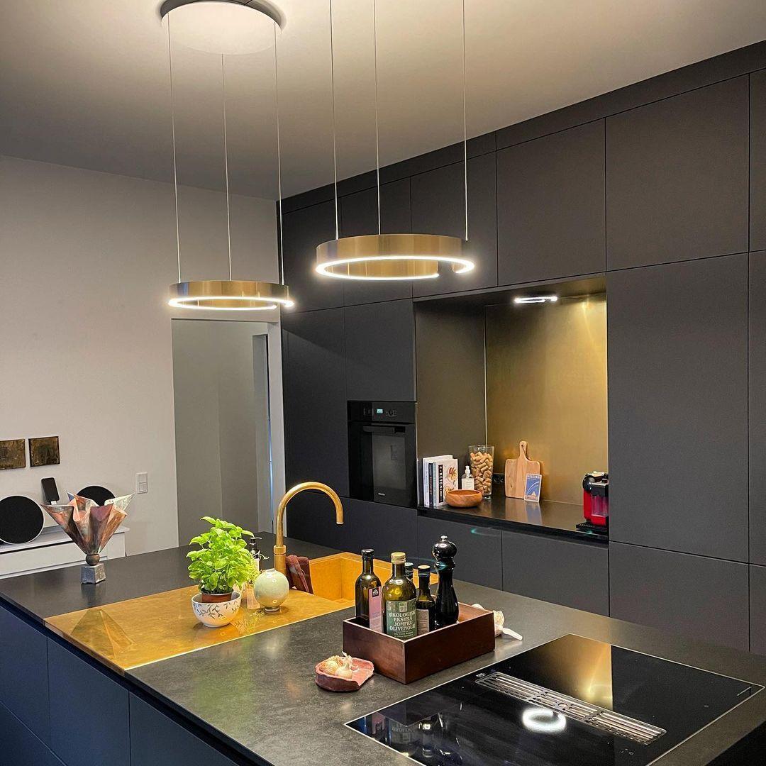 Modern LED Ring Pendant Light Circular Minimalist Chandelier for Living Room and Bedroom