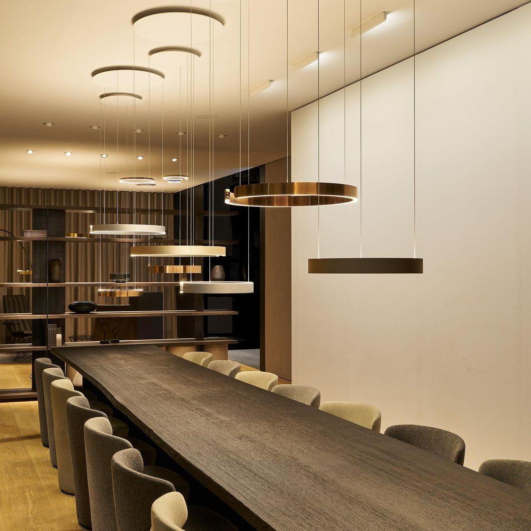 Modern LED Ring Pendant Light Circular Minimalist Chandelier for Living Room and Bedroom