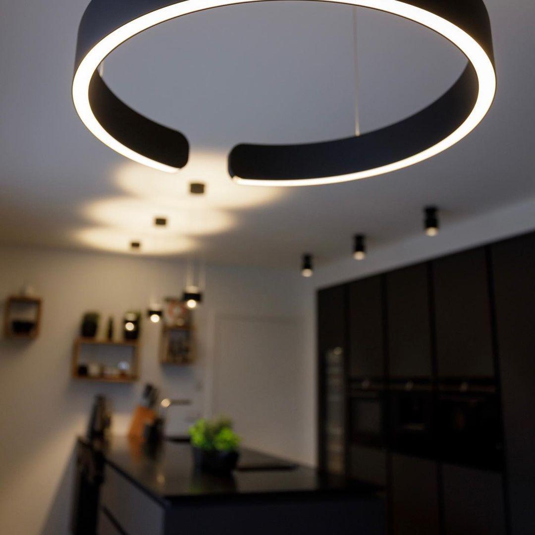 Modern LED Ring Pendant Light Circular Minimalist Chandelier for Living Room and Bedroom