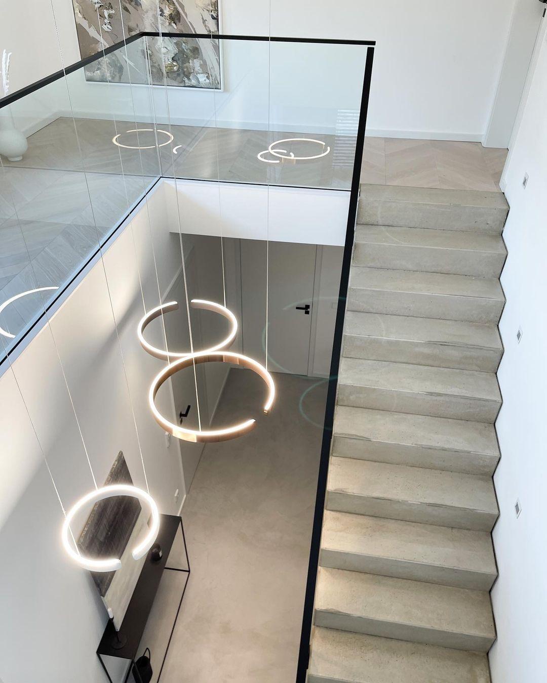 Modern LED Ring Pendant Light Circular Minimalist Chandelier for Living Room and Bedroom
