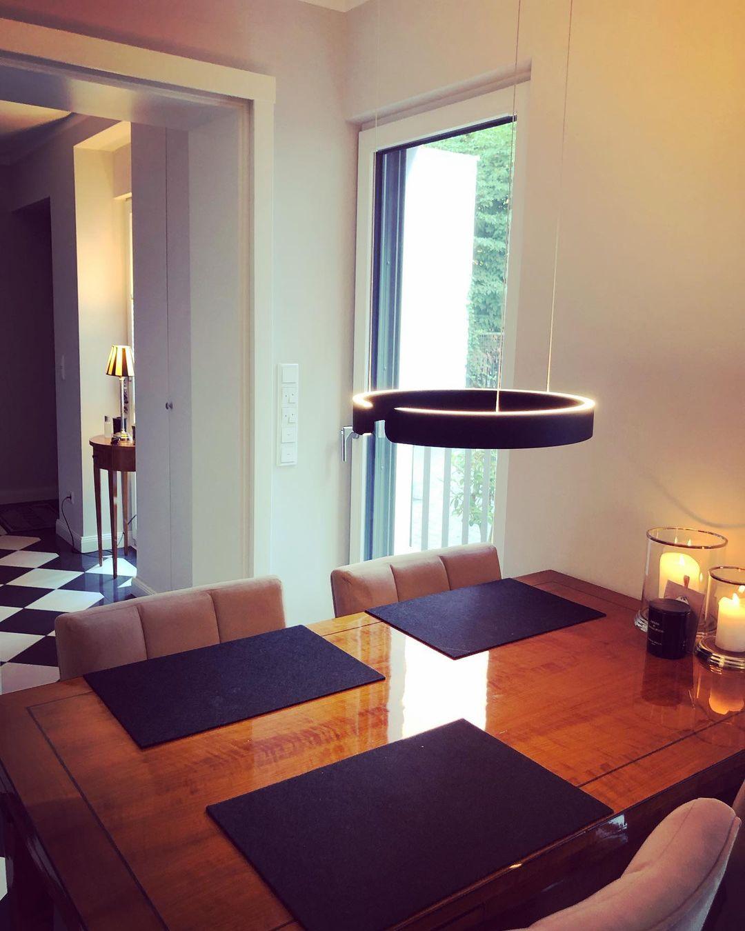 Modern LED Ring Pendant Light Circular Minimalist Chandelier for Living Room and Bedroom