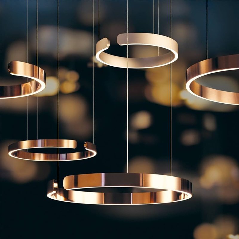 Modern LED Ring Pendant Light Circular Minimalist Chandelier for Living Room and Bedroom