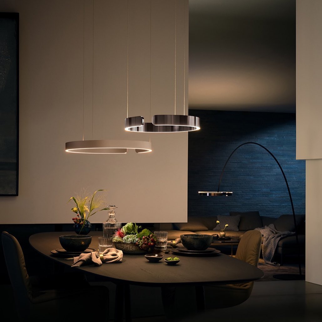Modern LED Ring Pendant Light Circular Minimalist Chandelier for Living Room and Bedroom