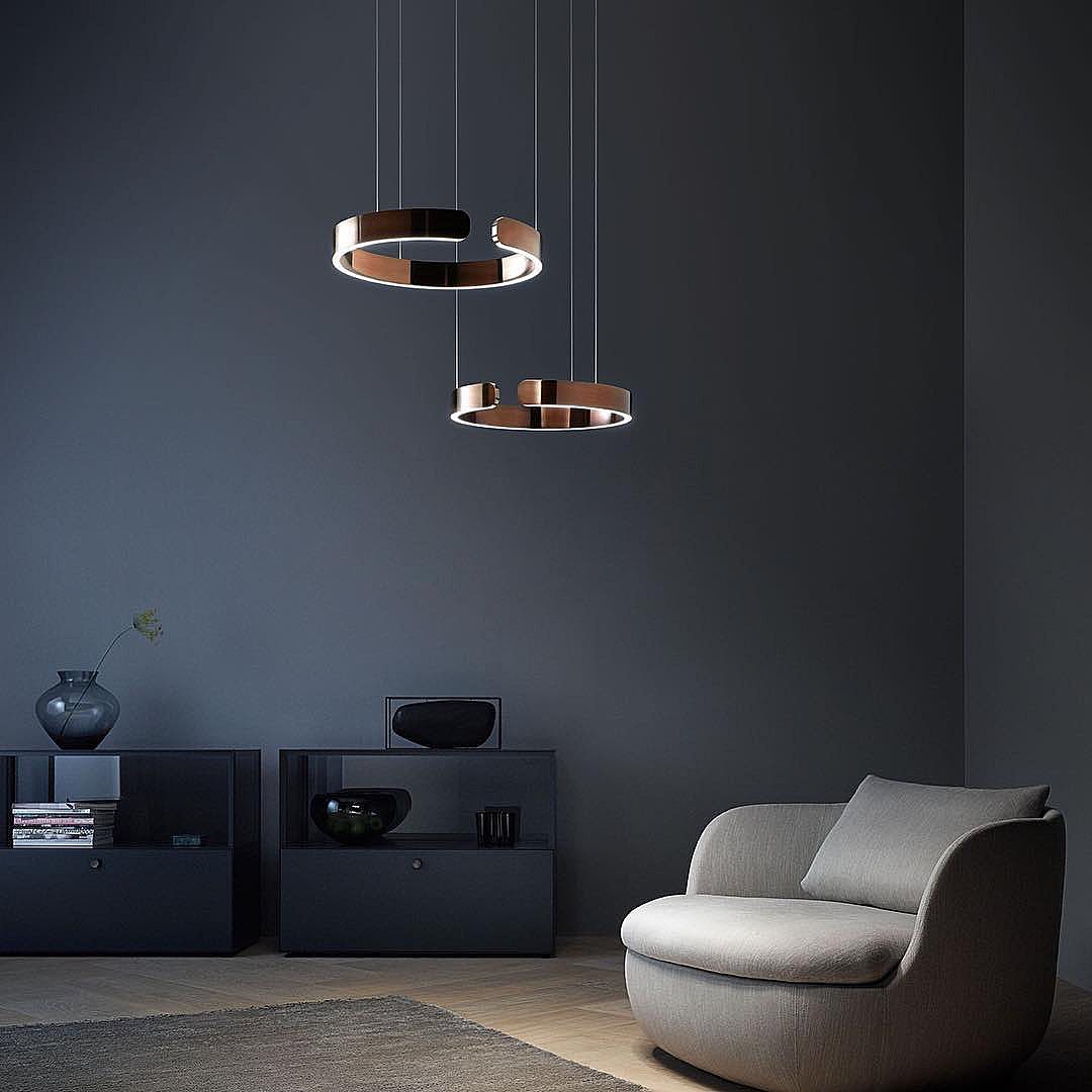 Modern LED Ring Pendant Light Circular Minimalist Chandelier for Living Room and Bedroom