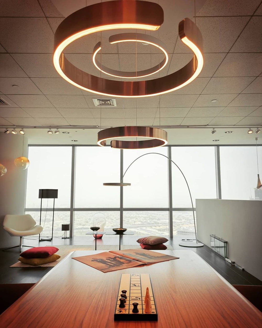 Modern LED Ring Pendant Light Circular Minimalist Chandelier for Living Room and Bedroom
