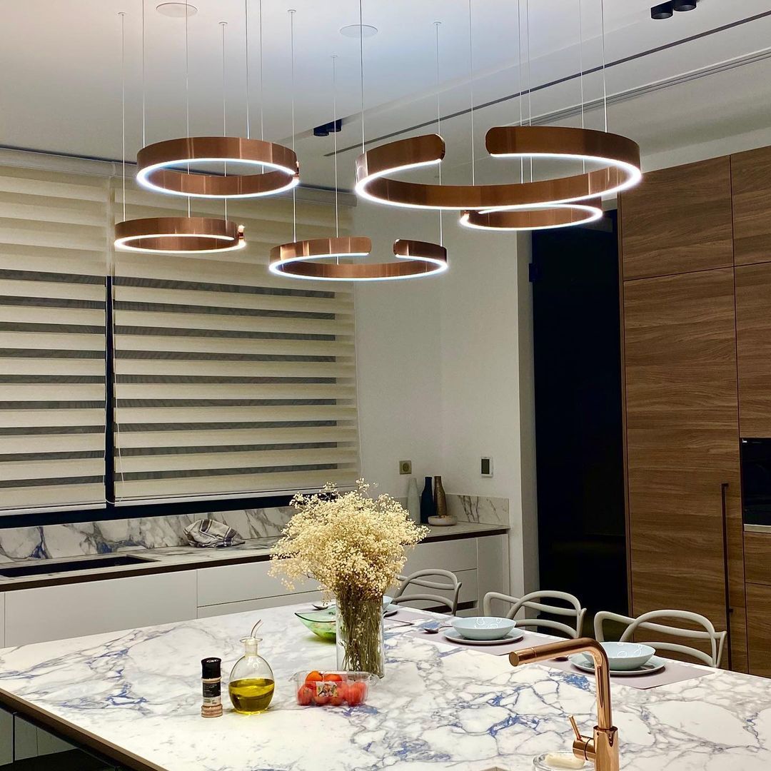 Modern LED Ring Pendant Light Circular Minimalist Chandelier for Living Room and Bedroom