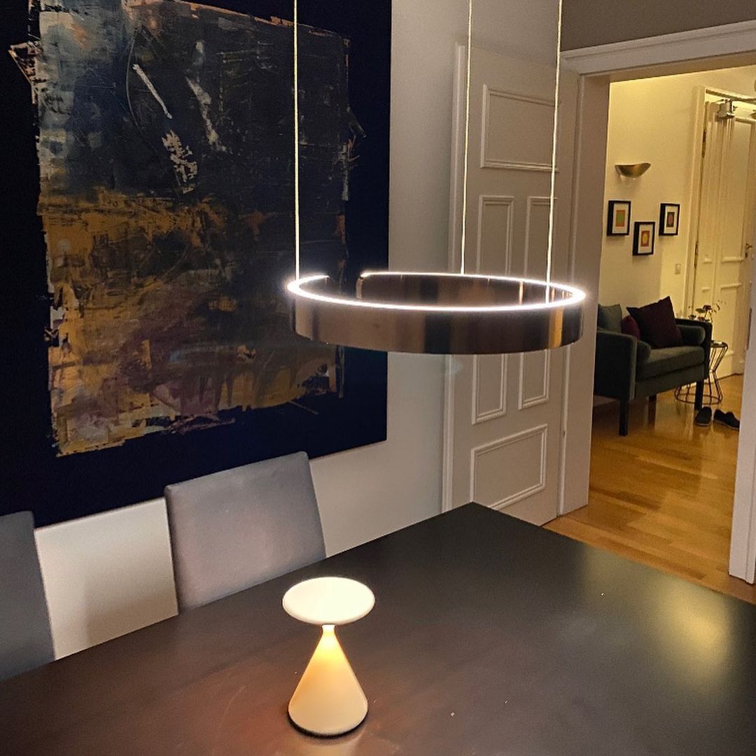 Modern LED Ring Pendant Light Circular Minimalist Chandelier for Living Room and Bedroom