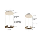 Modern LED Ring Pendant Light with 3 Color Dimming and Adjustable Height for Living Room