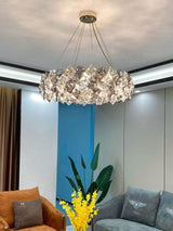Modern LED Round Crystal Chandelier Scale Ceiling Light for Elegant Living Room