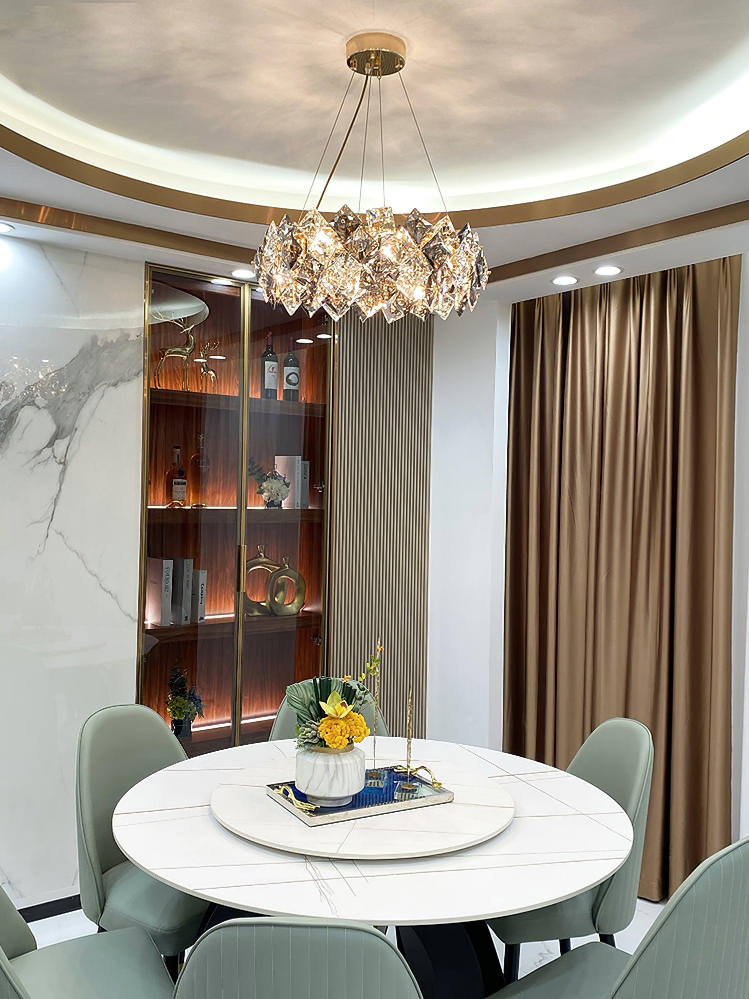 Modern LED Round Crystal Chandelier Scale Ceiling Light for Elegant Living Room