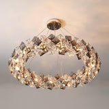 Modern LED Round Crystal Chandelier Scale Ceiling Light for Elegant Living Room