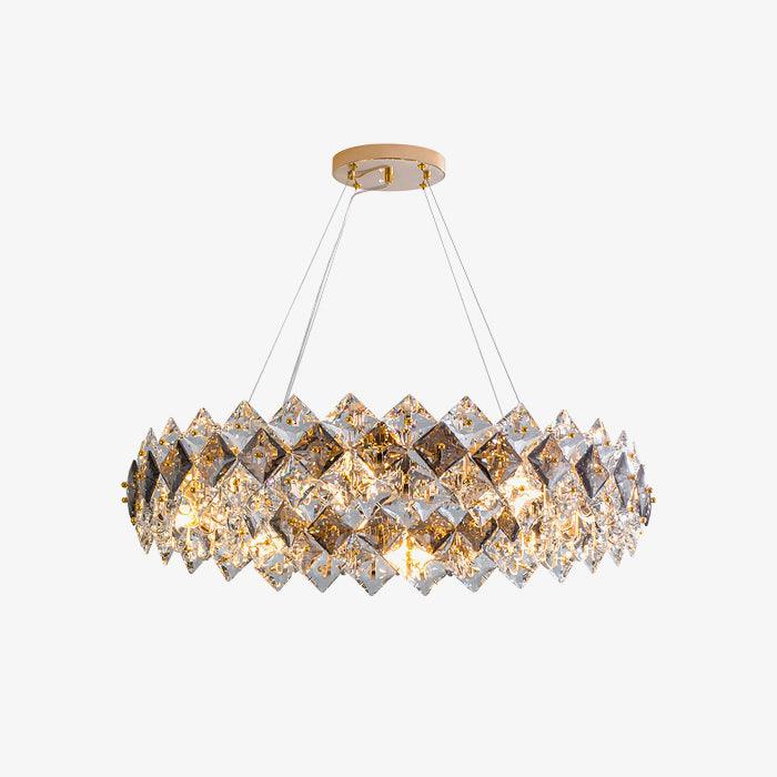 Modern LED Round Crystal Chandelier Scale Ceiling Light for Elegant Living Room