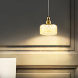 Modern LED Round Pendant Light with Ice Texture Acrylic Shade and 3 Color Dimming