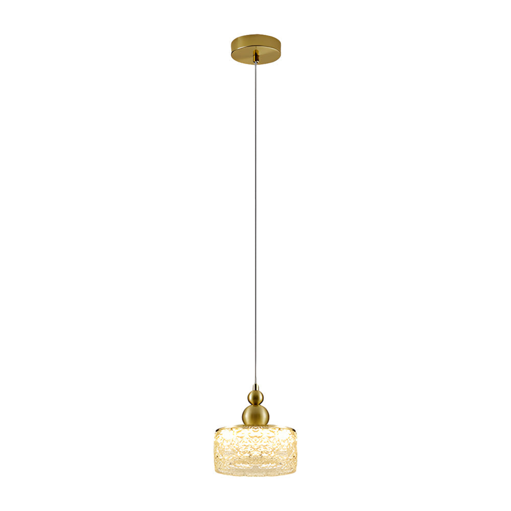 Modern LED Round Pendant Light with Ice Texture Acrylic Shade and 3 Color Dimming