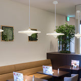 Modern LED Round UFO Pendant Light 13.8 Inch Metal Spaceship Hanging Lamp for Dining Room and Bar