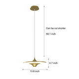 Modern LED Round UFO Pendant Light 13.8 Inch Metal Spaceship Hanging Lamp for Dining Room and Bar