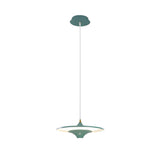 Modern LED Round UFO Pendant Light 13.8 Inch Metal Spaceship Hanging Lamp for Dining Room and Bar