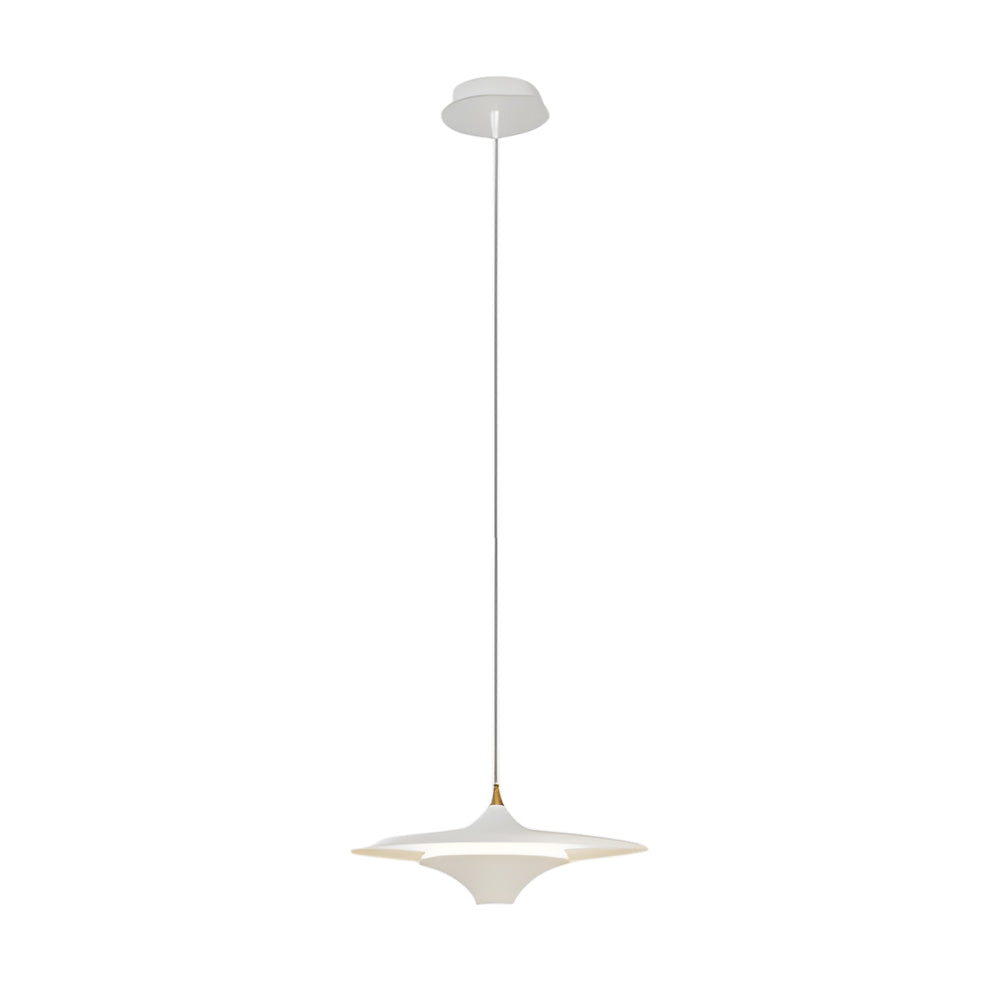 Modern LED Round UFO Pendant Light 13.8 Inch Metal Spaceship Hanging Lamp for Dining Room and Bar