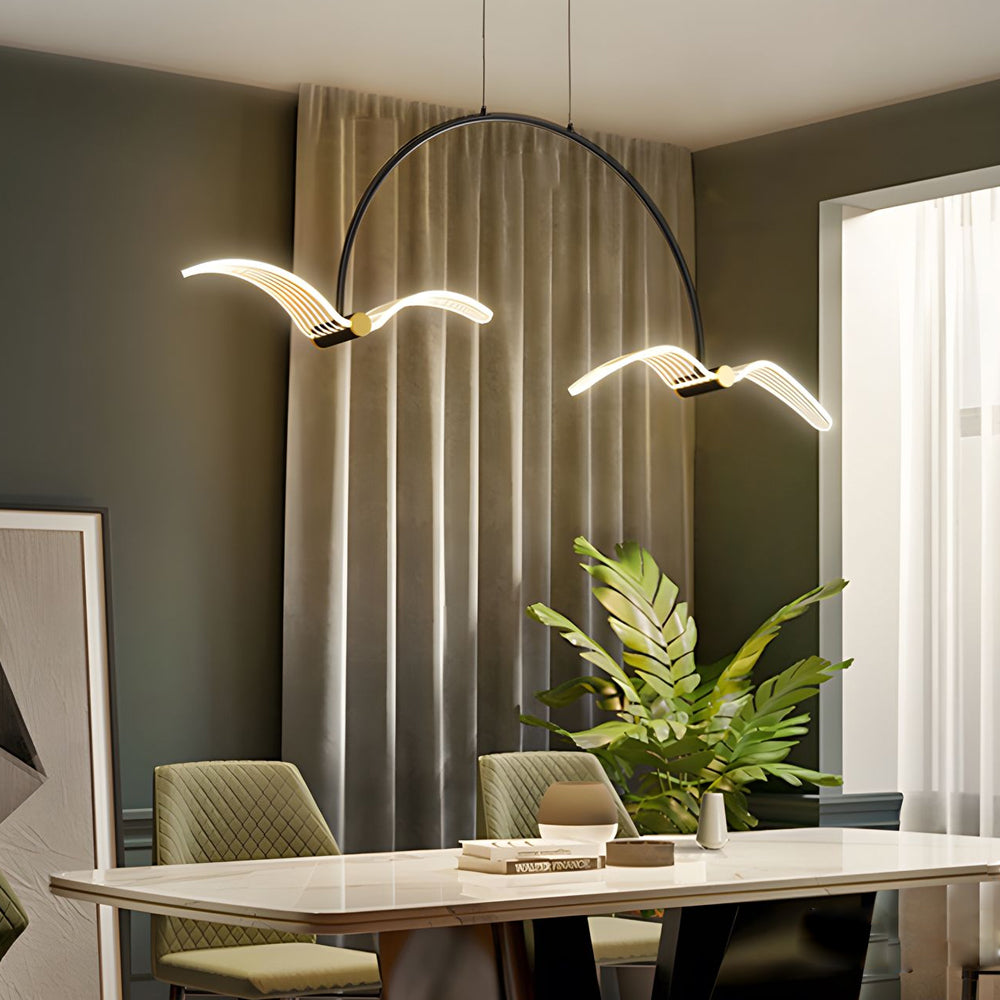 Modern LED Seagull Linear Chandelier Acrylic Pendant Lighting for Dining Room Kitchen Island