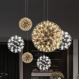 Modern LED Spark Ball Pendant Light Starry Night Fireworks Stainless Steel Chandelier