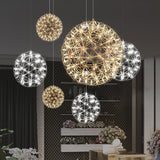Modern LED Spark Ball Pendant Light Starry Night Fireworks Stainless Steel Chandelier