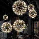 Modern LED Spark Ball Pendant Light Starry Night Fireworks Stainless Steel Chandelier