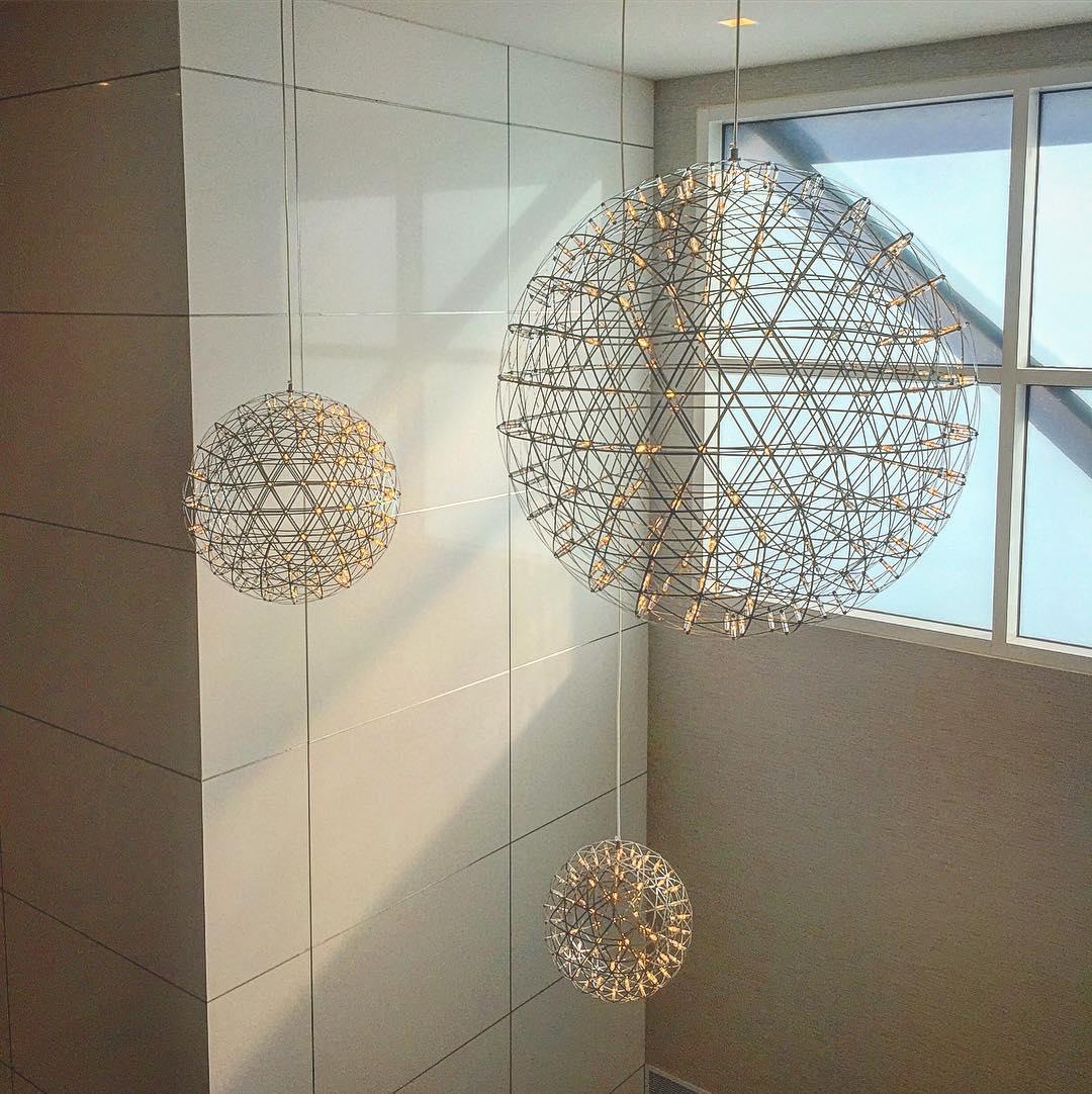 Modern LED Spark Ball Pendant Light Starry Night Fireworks Stainless Steel Chandelier