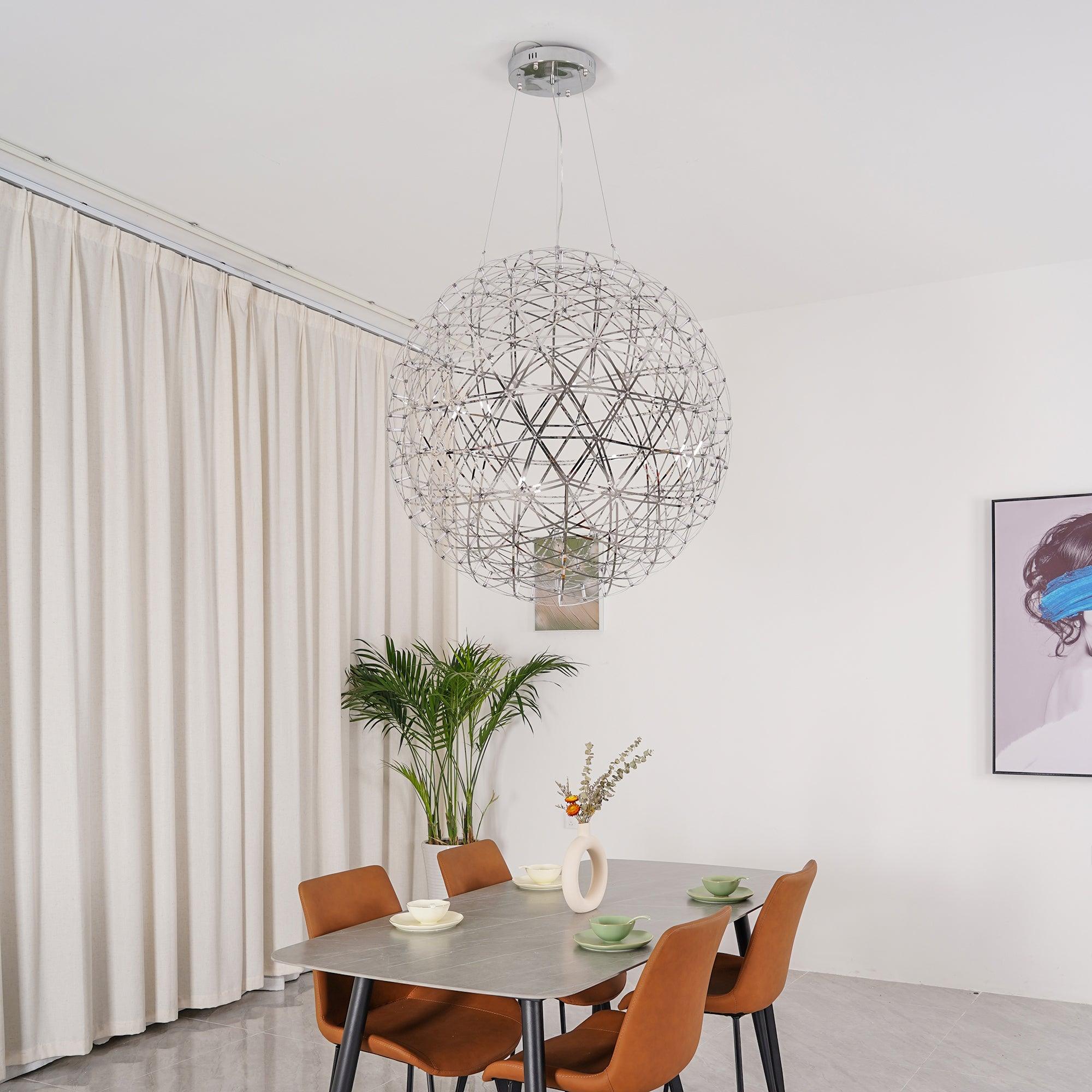 Modern LED Spark Ball Pendant Light Starry Night Fireworks Stainless Steel Chandelier