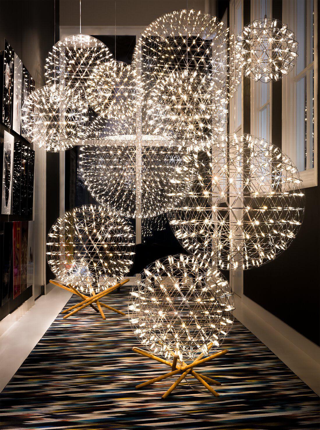 Modern LED Spark Ball Pendant Light Starry Night Fireworks Stainless Steel Chandelier