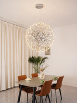 Modern LED Spark Ball Pendant Light Starry Night Fireworks Stainless Steel Chandelier