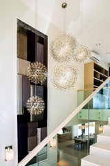 Modern LED Spark Ball Pendant Light Starry Night Fireworks Stainless Steel Chandelier