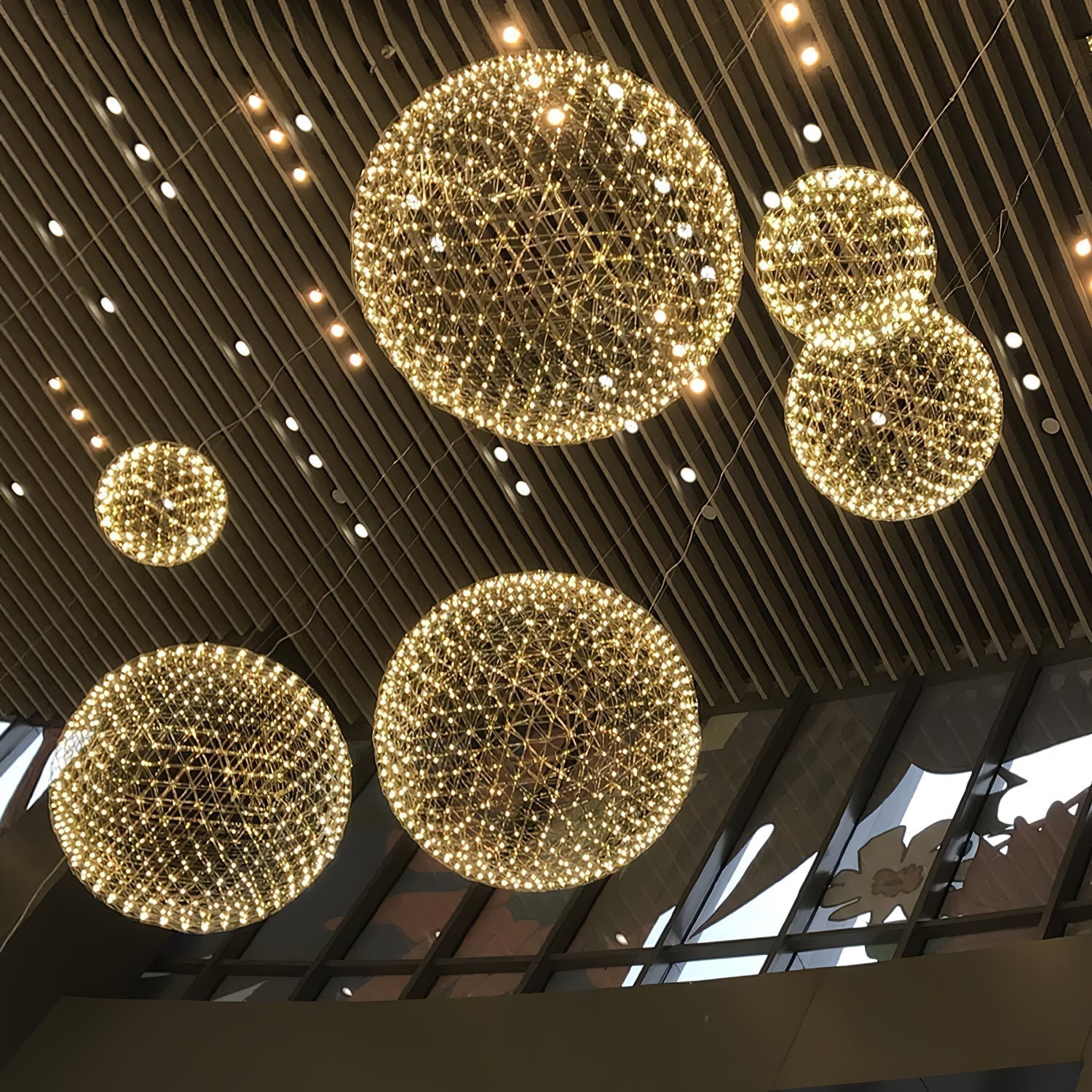 Modern LED Spark Ball Pendant Light Starry Night Fireworks Stainless Steel Chandelier