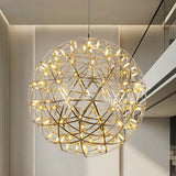Modern LED Spark Ball Pendant Light Starry Night Fireworks Stainless Steel Chandelier