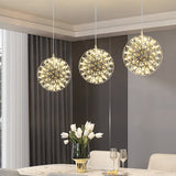 Modern LED Spark Ball Pendant Light Starry Night Fireworks Stainless Steel Chandelier