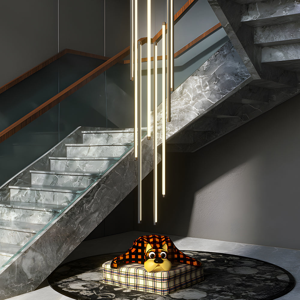 Modern LED Spiral Multi Strip Chandelier for High Ceiling Staircase and Villa