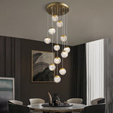 Modern LED Spiral Staircase Chandelier with Pineapple Glass Globes Multi Light Pendant for High Ceilings