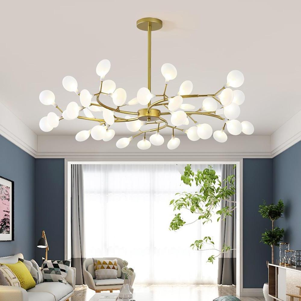 Modern LED Sputnik Bubble Chandelier with White Acrylic Shades and Nordic Metal Frame