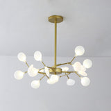 Modern LED Sputnik Bubble Chandelier with White Acrylic Shades and Nordic Metal Frame