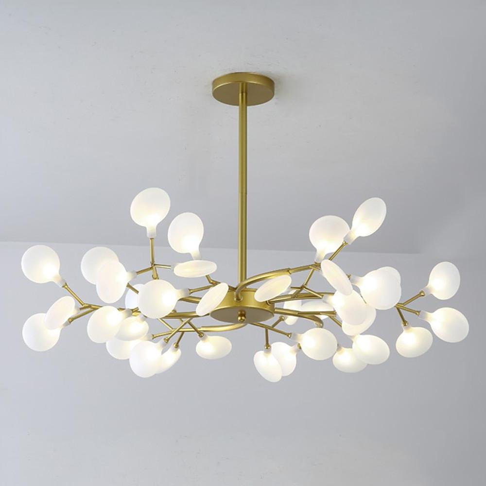 Modern LED Sputnik Bubble Chandelier with White Acrylic Shades and Nordic Metal Frame